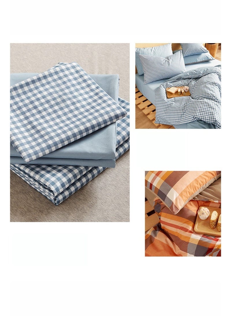 Rewell This Four-Piece Microfiber Soft Comforter Set Features a Simple Checkered Pattern, Perfect for Any Room Décor. The Set Is Machine Washable and Includes One Duvet Cover, One Sheet, And Two Pillowcases (Duvet Cover: 220*240 cm, Sheet: 230*245 cm, Pillowcases: 48*74 cm). - Image 4